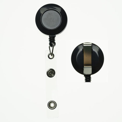 Black Retractable Badge Reels with Strap Clip and Belt Clip