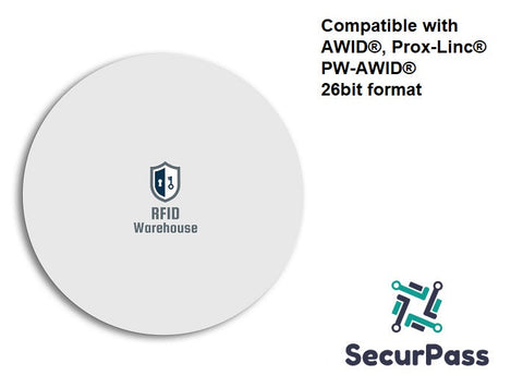 AWID Prox-Linc Compatible PVC Adhesive Tag -  (PW-AWID 50bit format)