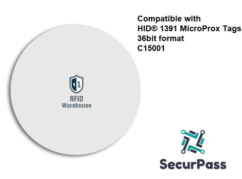 Keyscan®1391 MicroProx® Compatible PVC Adhesive Tag - 36bit C15001